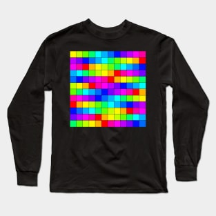 Rainbow Squares Black Lines Long Sleeve T-Shirt